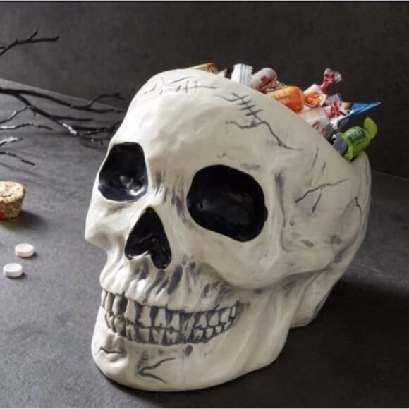 Threshold Other - Threshold Small 8" Skull Shaped Candy Bowl/Vase Stoneware Gothic Halloween 2022